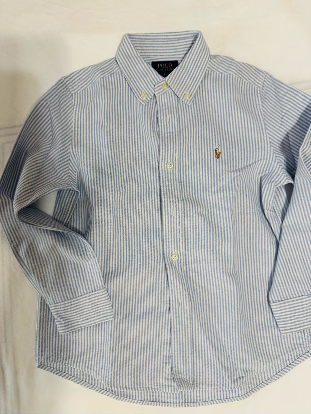 Polo by Ralph Lauren Light Blue and White Striped Button-Down Shirt